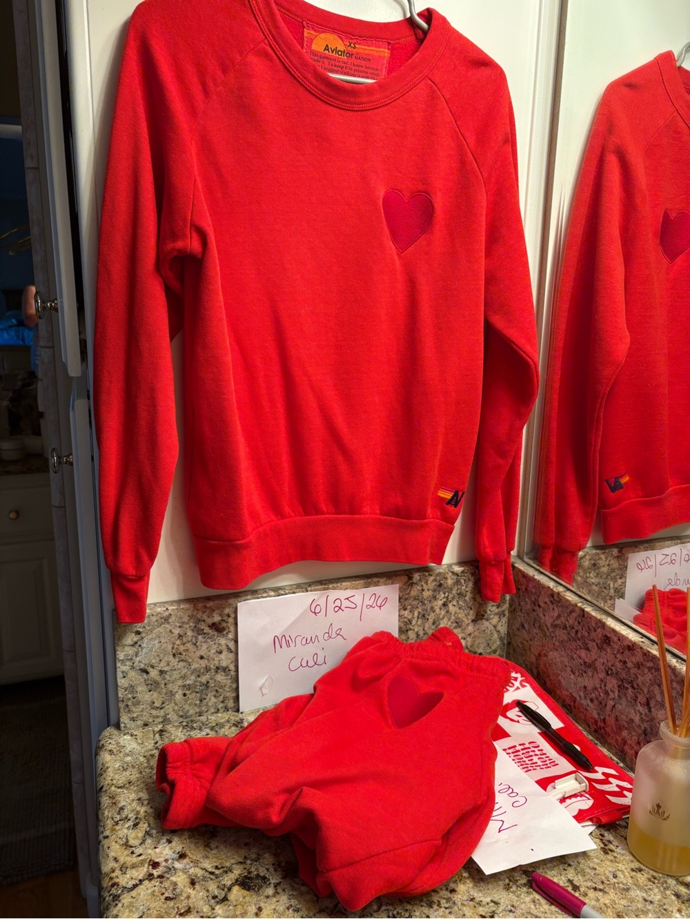 Aviator nation red stitched heart set xs rare! Euc - Picture 3 of 7